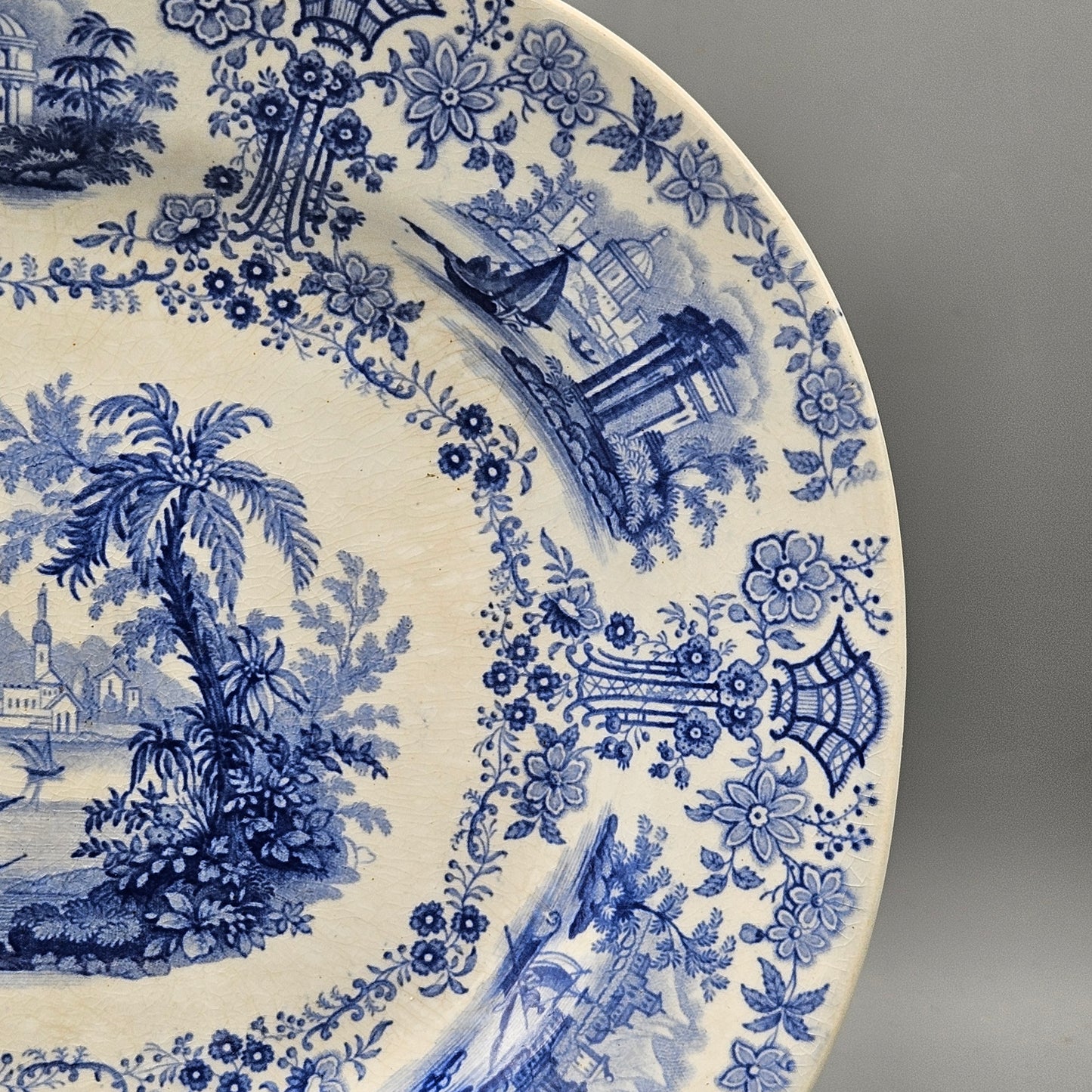 William Ridgeway & Co Blue Staffordshire Transferware "Marmora" Platter