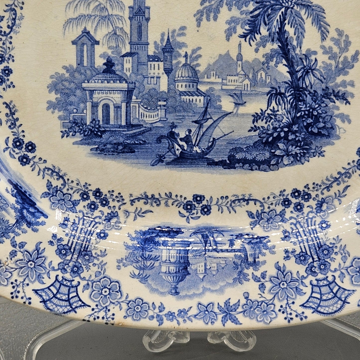 William Ridgeway & Co Blue Staffordshire Transferware "Marmora" Platter