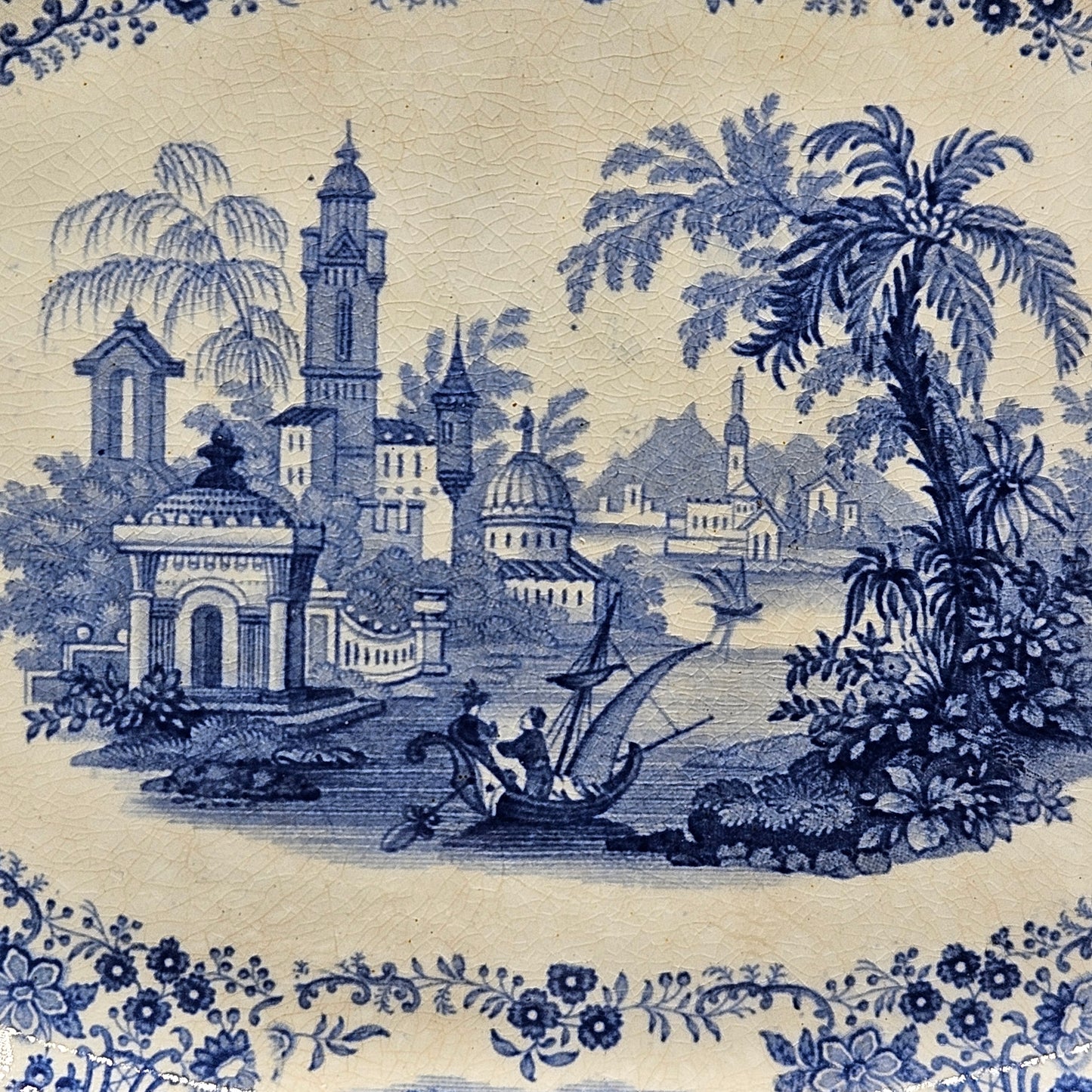 William Ridgeway & Co Blue Staffordshire Transferware "Marmora" Platter