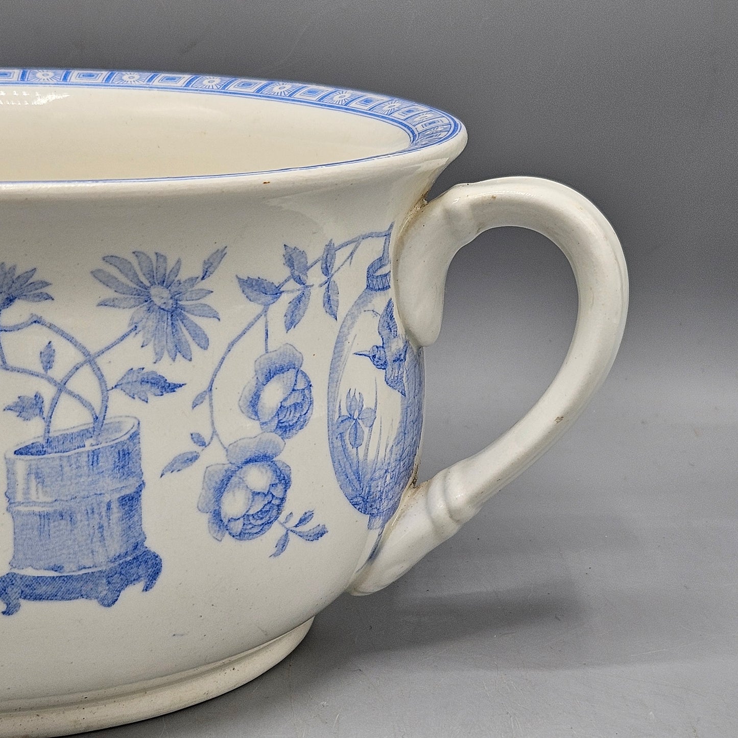 Mintons Blue Transferware "Mikado" Chamber Pot