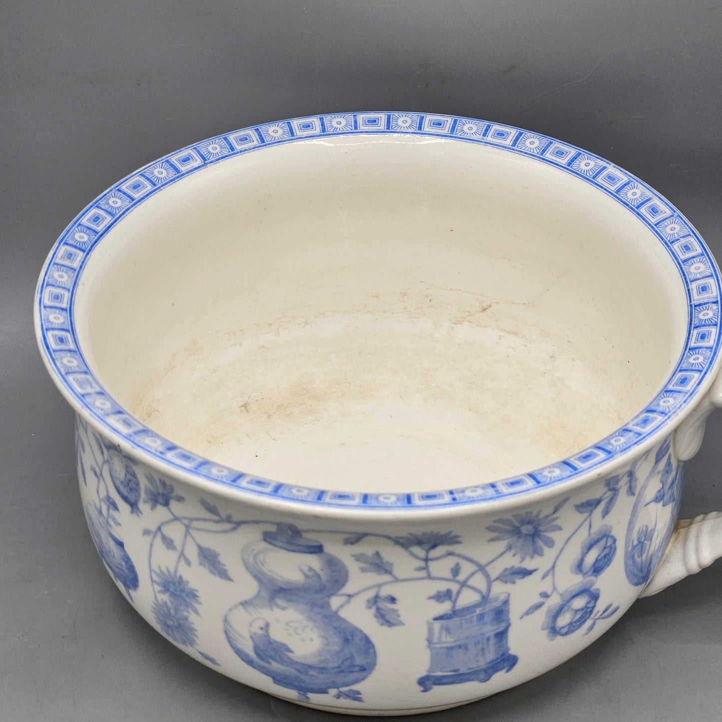 Mintons Blue Transferware "Mikado" Chamber Pot