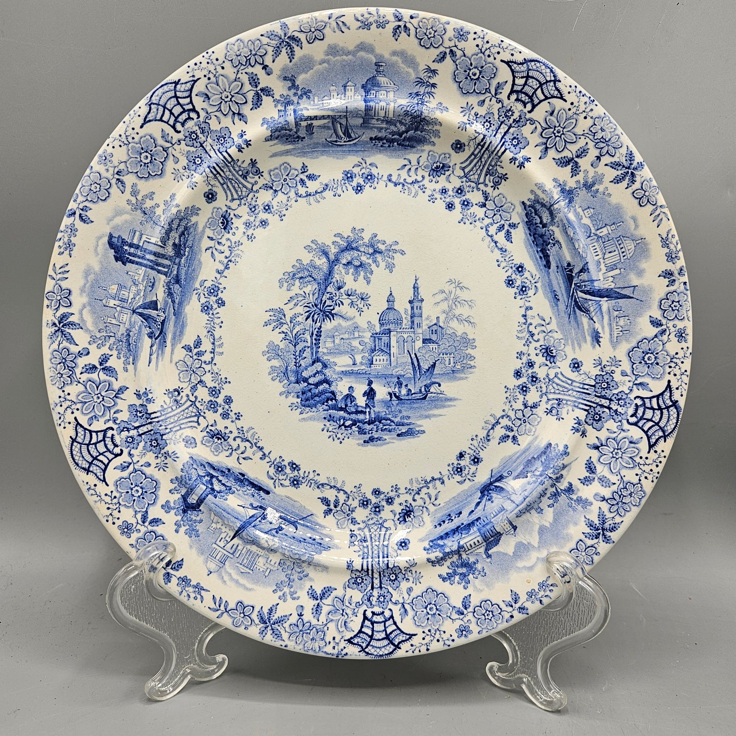 William Ridgeway & Co Staffordshire Blue Transferware "Marmora" Dinner Plates - Set of Four