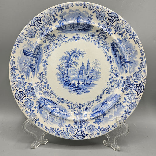 William Ridgeway & Co Staffordshire Blue Transferware "Marmora" Dinner Plates - Set of Four