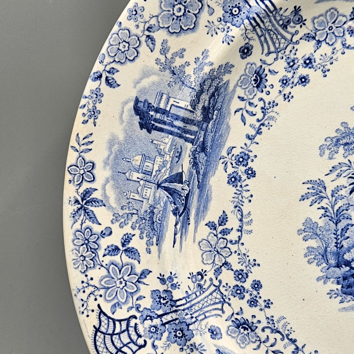 William Ridgeway & Co Staffordshire Blue Transferware "Marmora" Dinner Plates - Set of Four