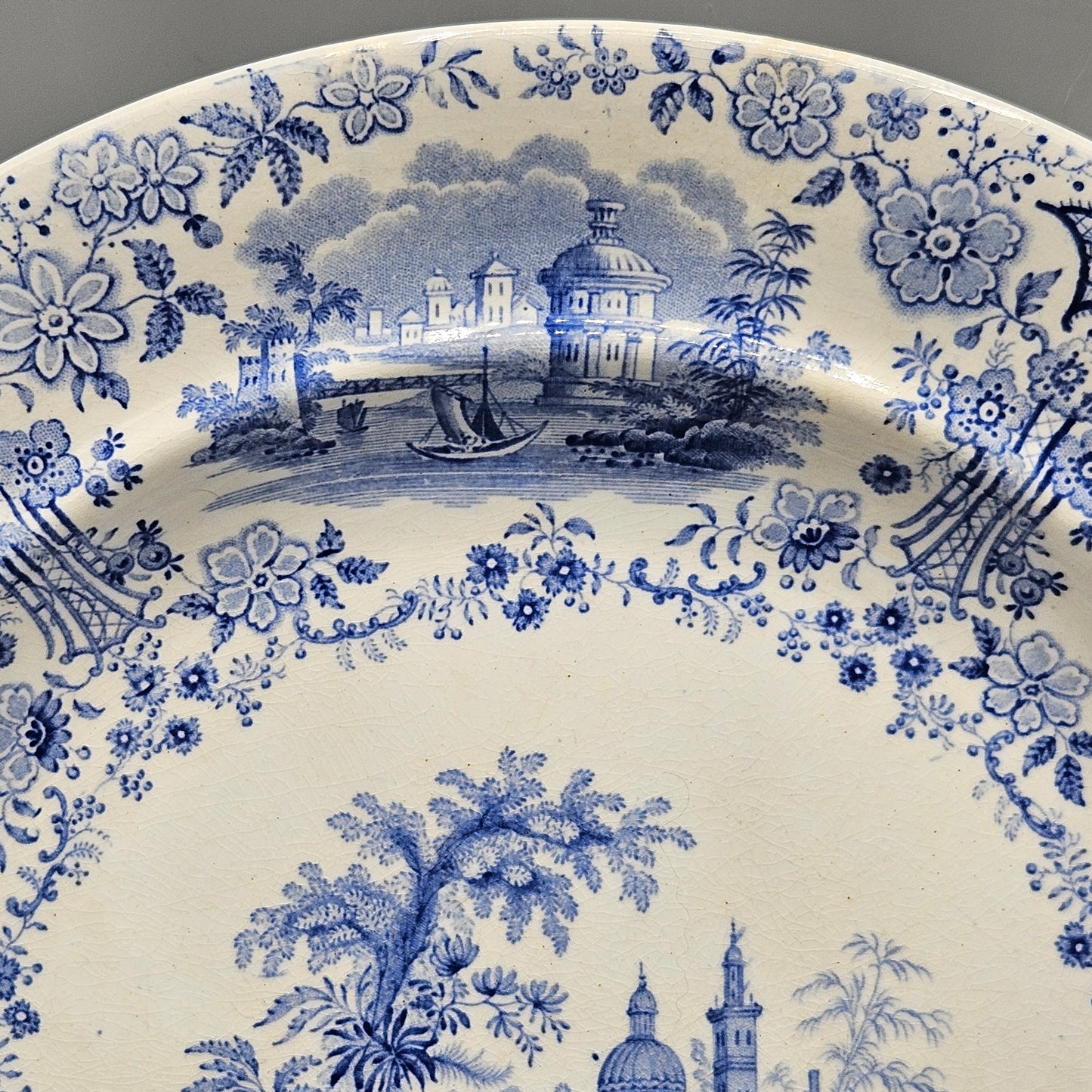 William Ridgeway & Co Staffordshire Blue Transferware "Marmora" Dinner Plates - Set of Four