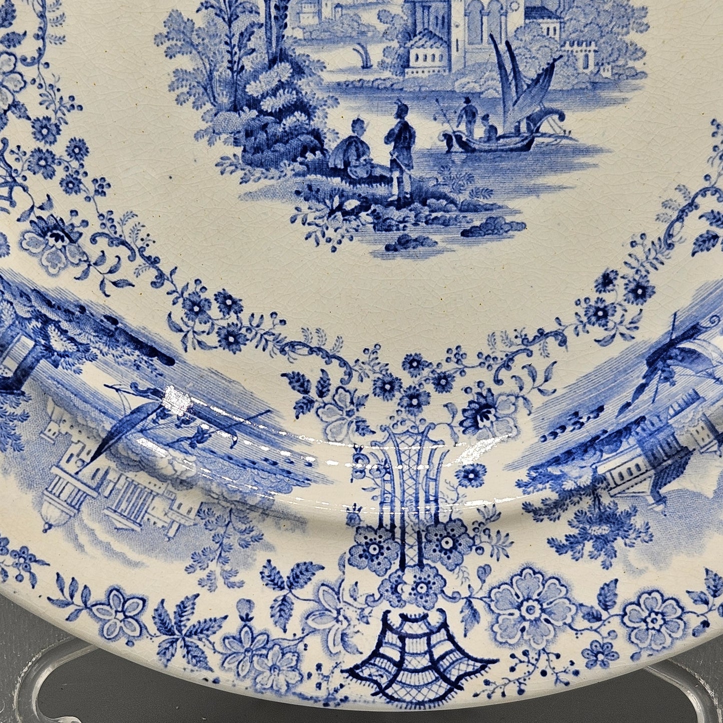 William Ridgeway & Co Staffordshire Blue Transferware "Marmora" Dinner Plates - Set of Four