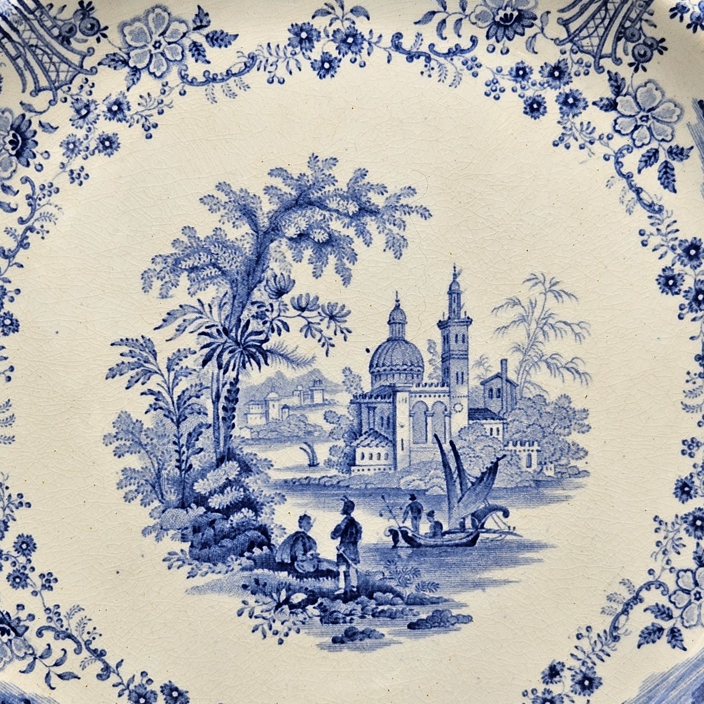 William Ridgeway & Co Staffordshire Blue Transferware "Marmora" Dinner Plates - Set of Four