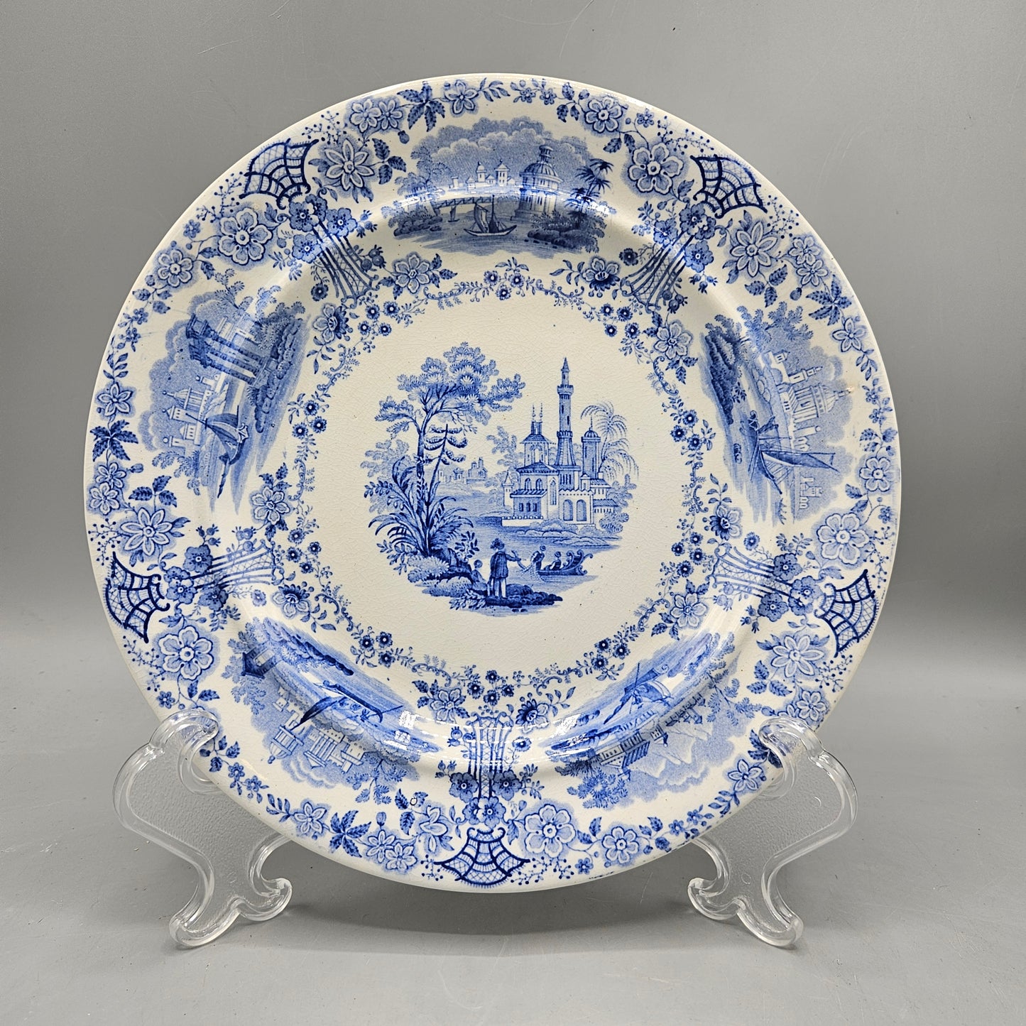 William Ridgeway & Co Staffordshire Blue Transferware "Marmora" 9" Plates - Set of Seven