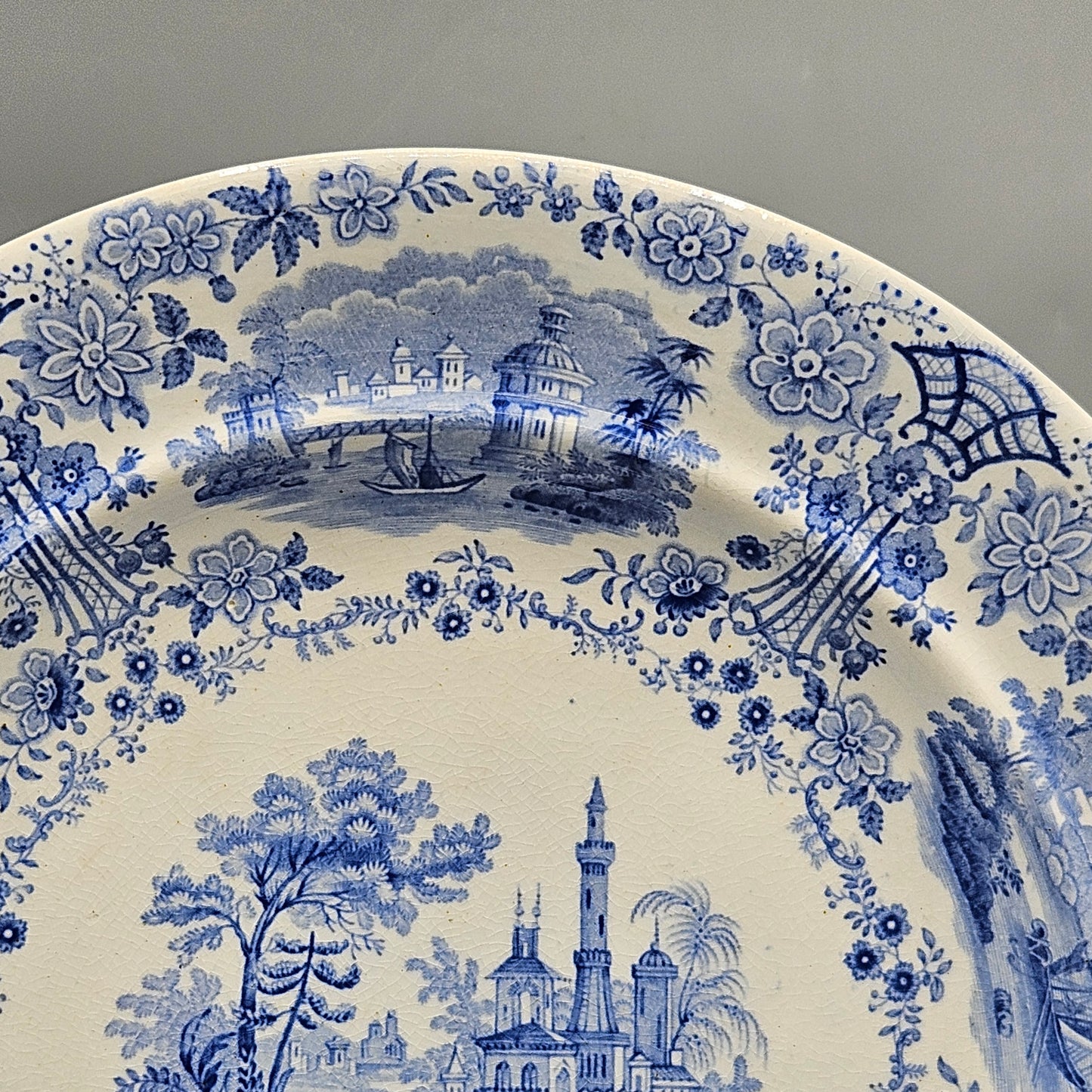 William Ridgeway & Co Staffordshire Blue Transferware "Marmora" 9" Plates - Set of Seven