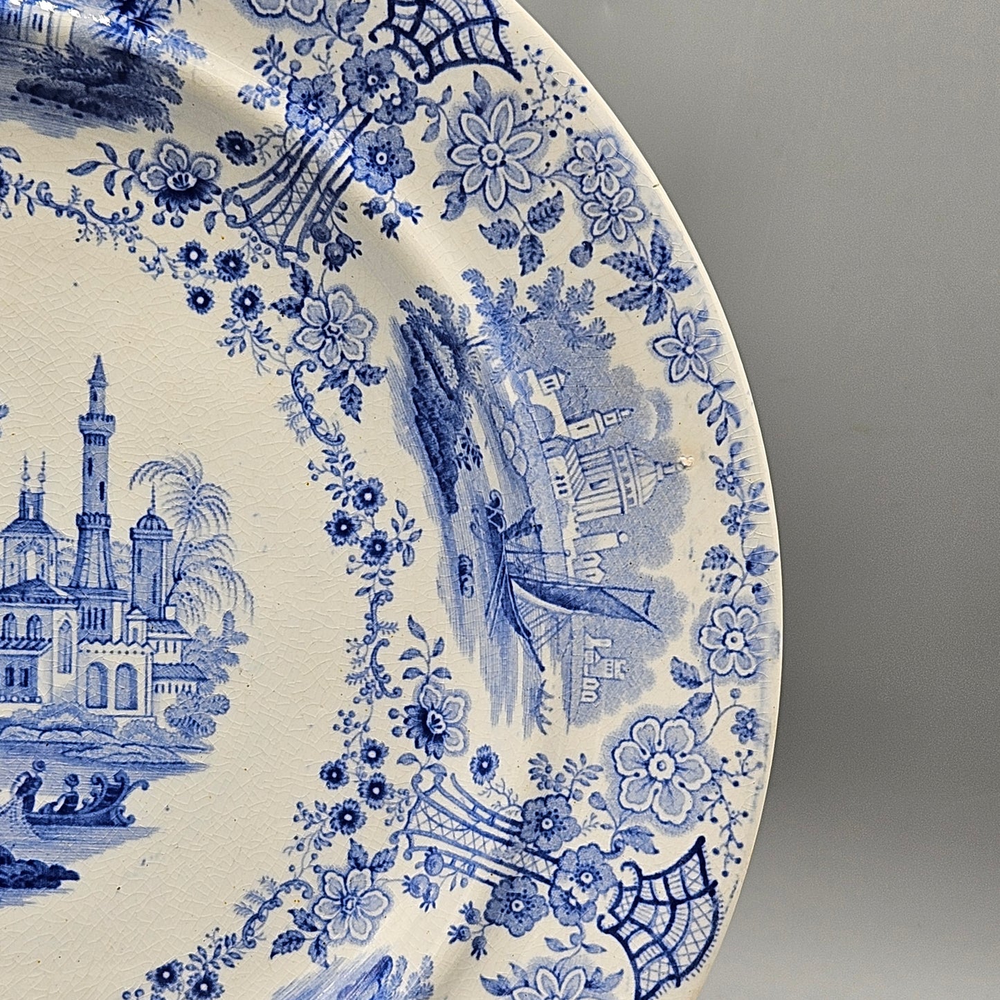 William Ridgeway & Co Staffordshire Blue Transferware "Marmora" 9" Plates - Set of Seven