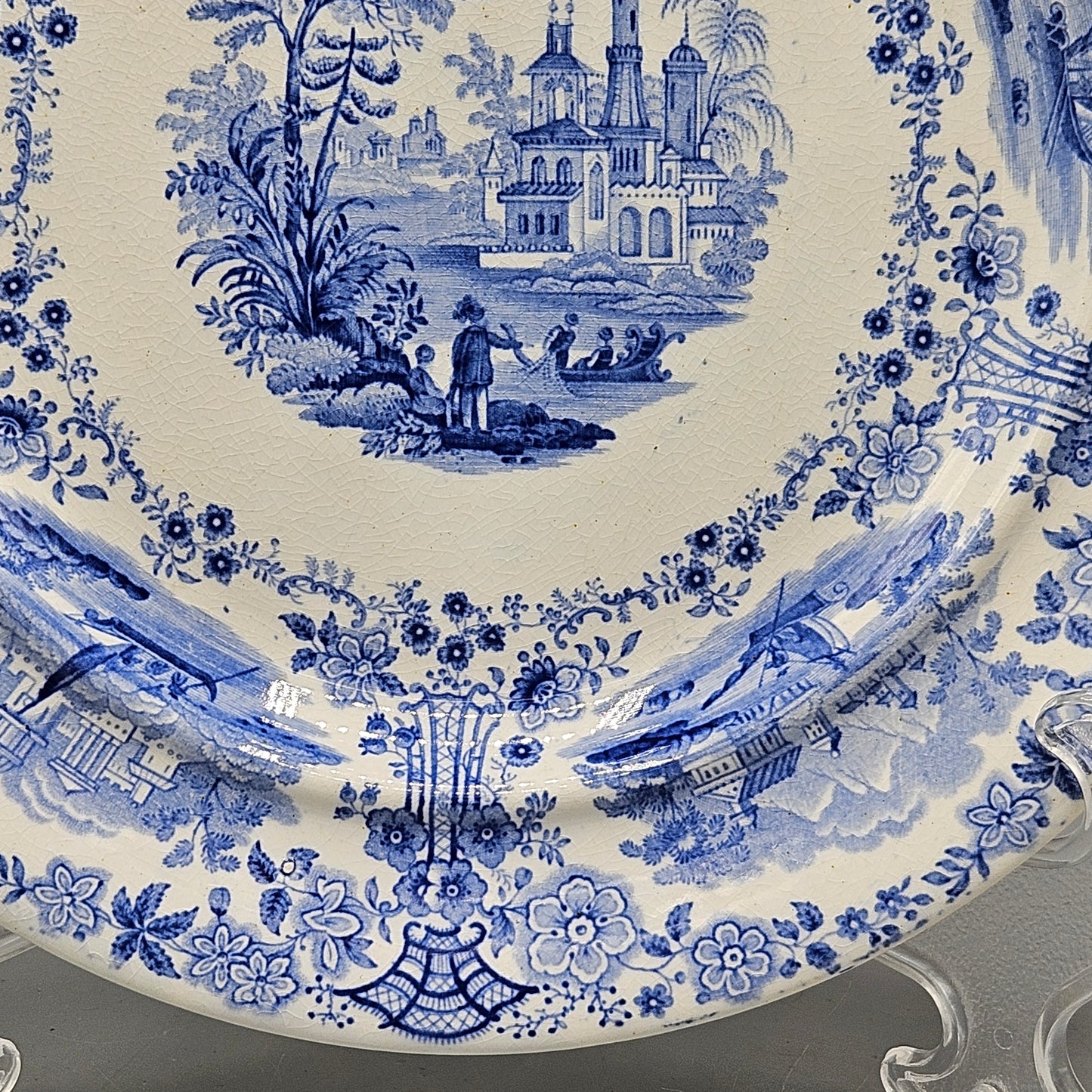 William Ridgeway & Co Staffordshire Blue Transferware "Marmora" 9" Plates - Set of Seven