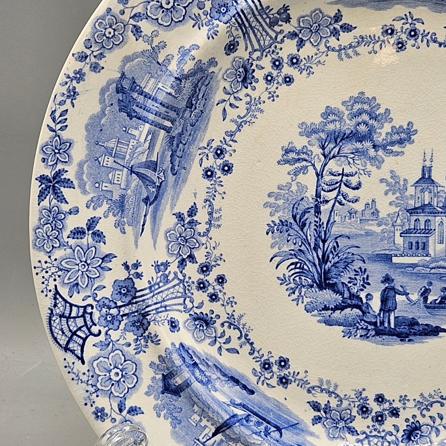 William Ridgeway & Co Staffordshire Blue Transferware "Marmora" 9" Plates - Set of Seven