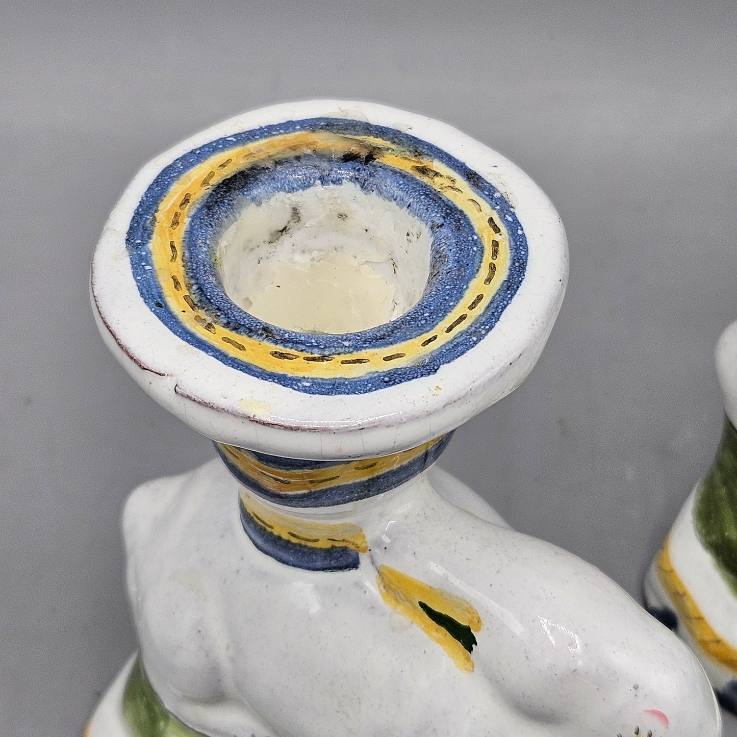 Pair Portuguese Faience Rabbit-Form Candlesticks