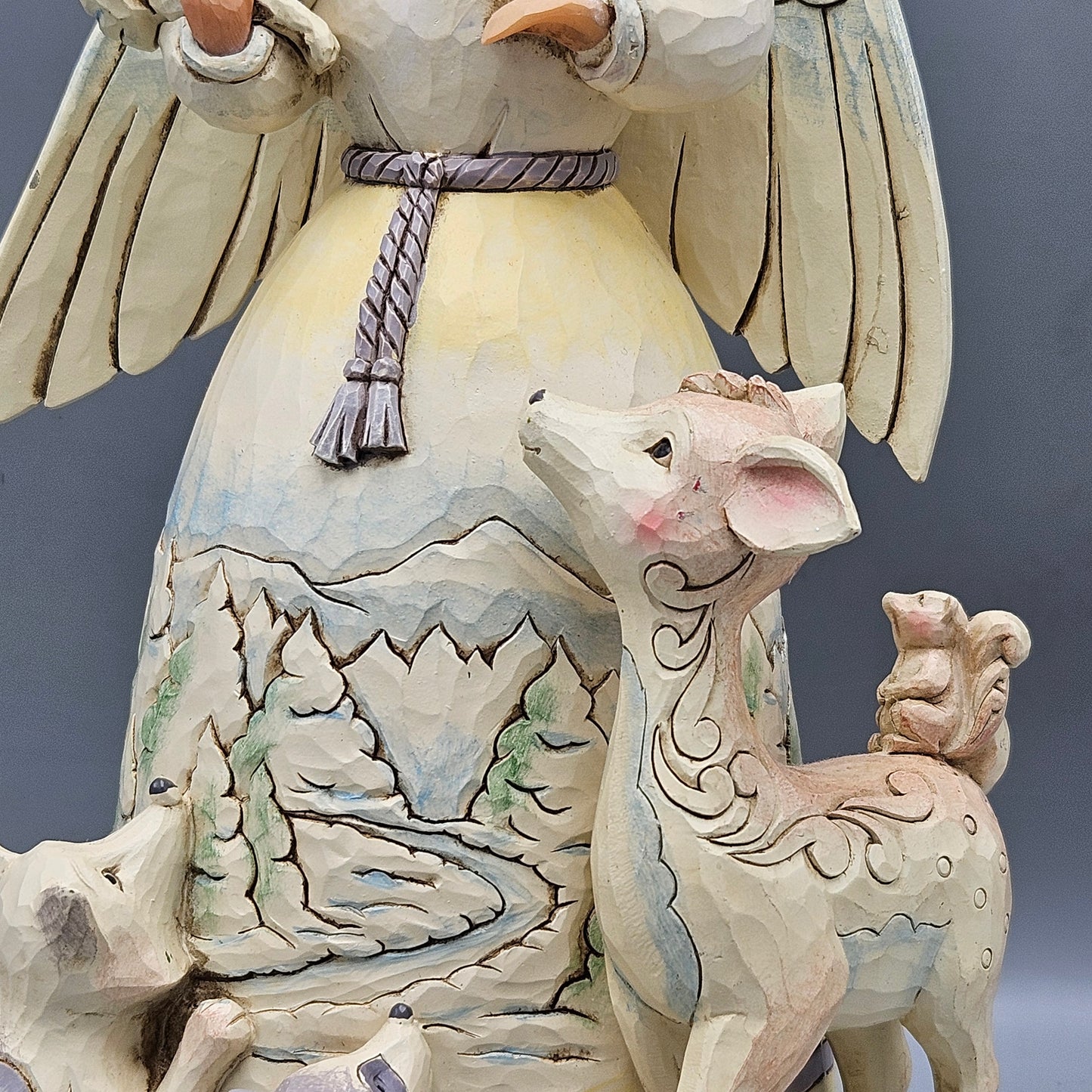 Vintage Jim Shore Heartwood Figurine "Peace to All" Angel with Woodland Animals