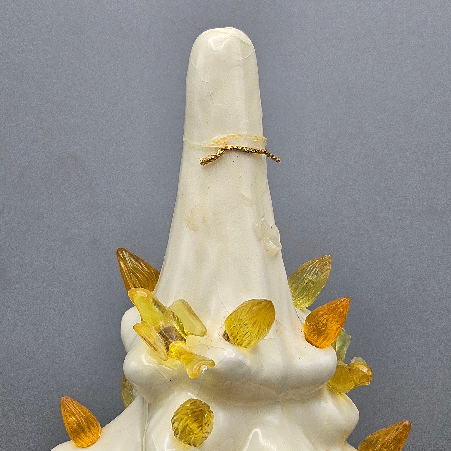 Vintage White Light Up Ceramic Christmas Tree with Yellow Lights