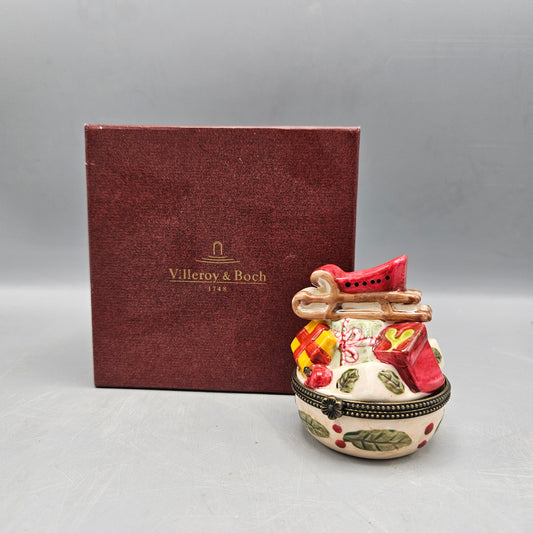 Vintage Villeroy & Boch 1748 Christmas Enamel Trinket Box