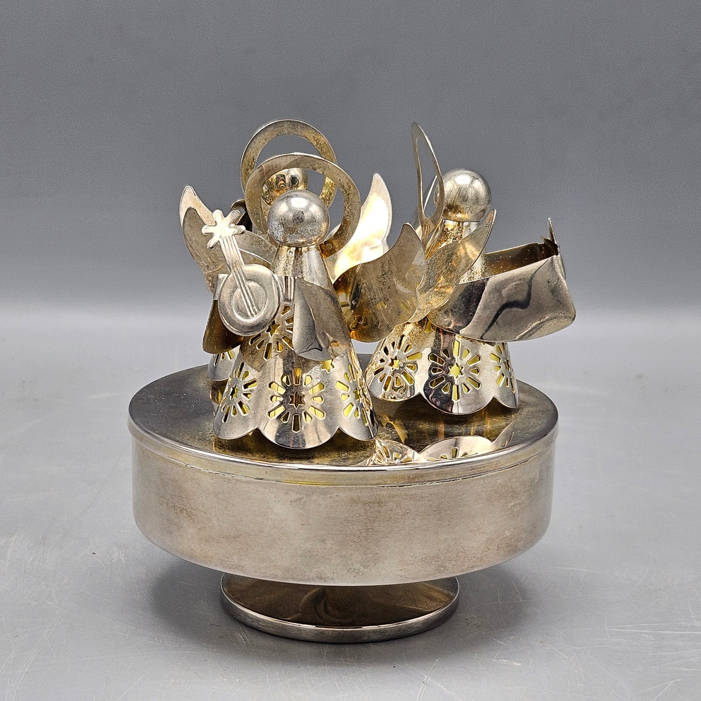 Vintage Silver Plate Angels Music Box