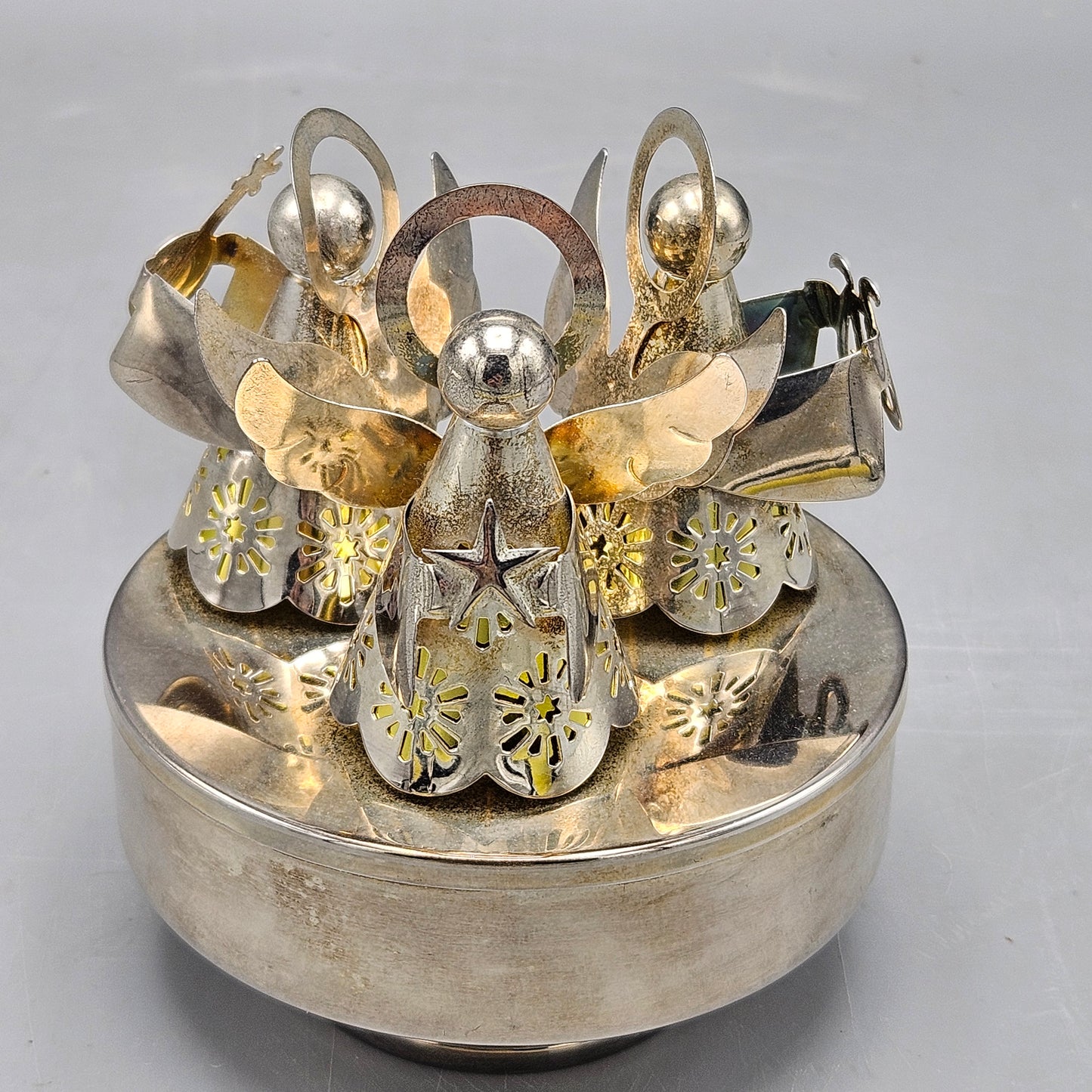 Vintage Silver Plate Angels Music Box