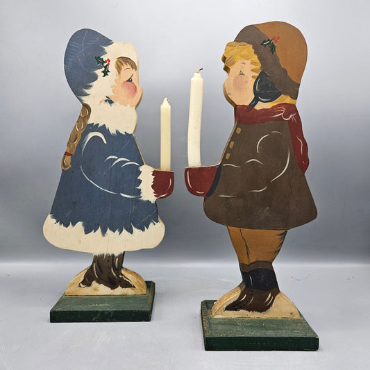 Pair Vintage Style Boy and Girl Candleholders