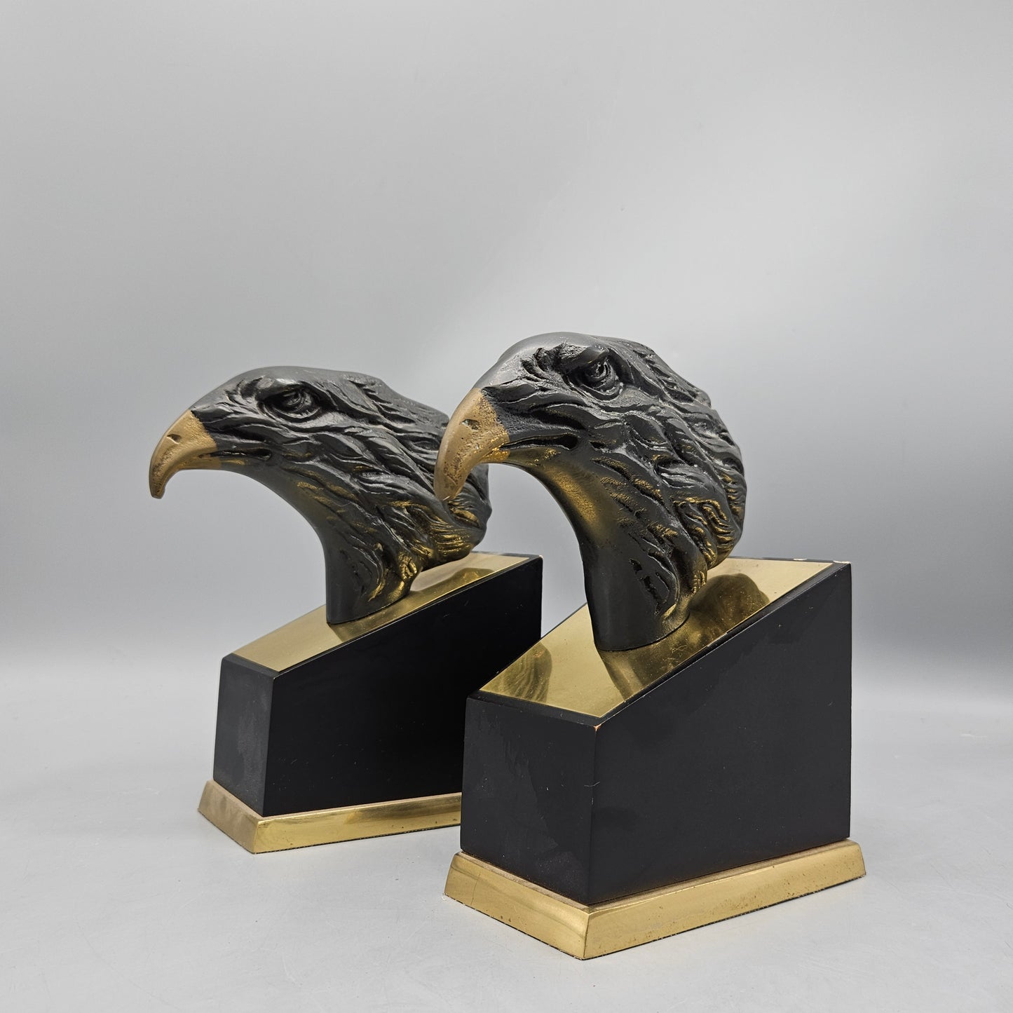 Cast Brass Eagle Head Bookends