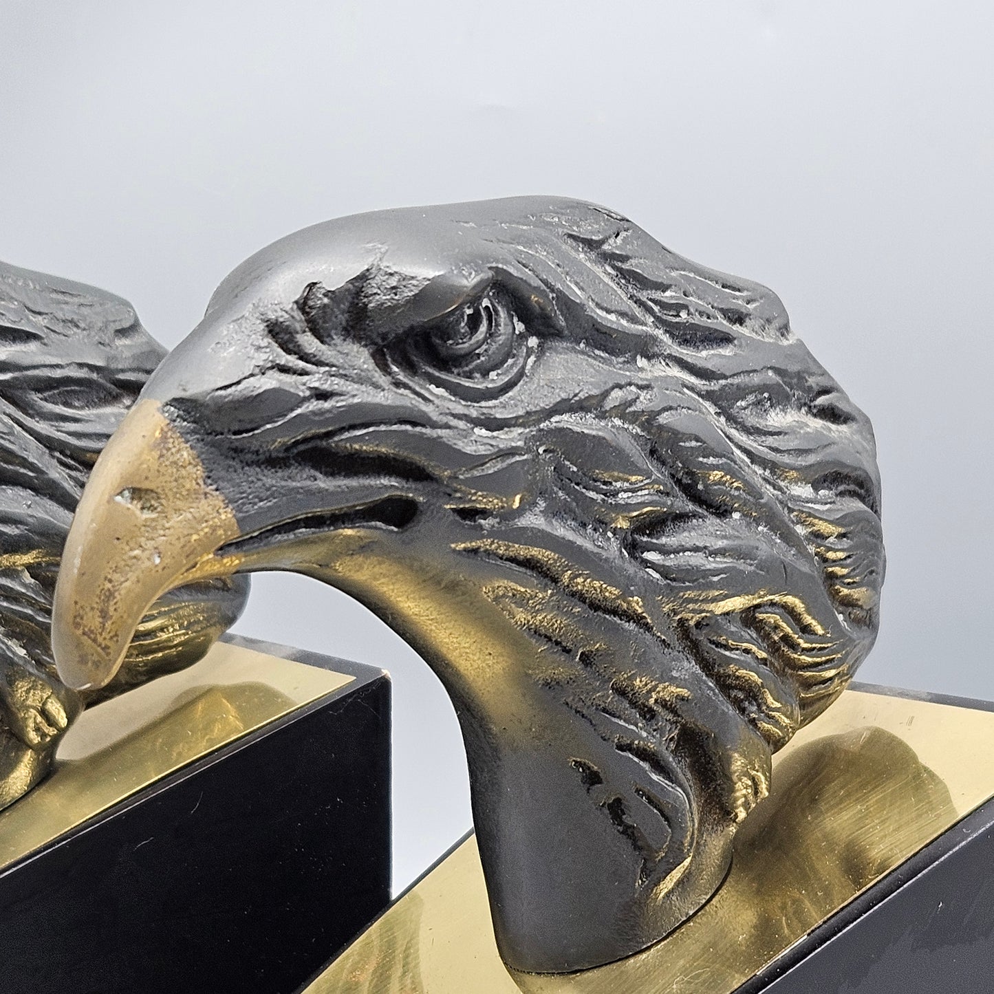 Cast Brass Eagle Head Bookends