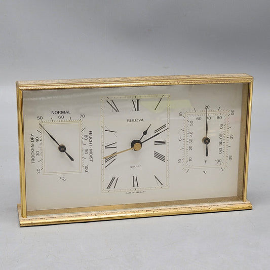 Vintage Bulova Desk Weather Station with Clock