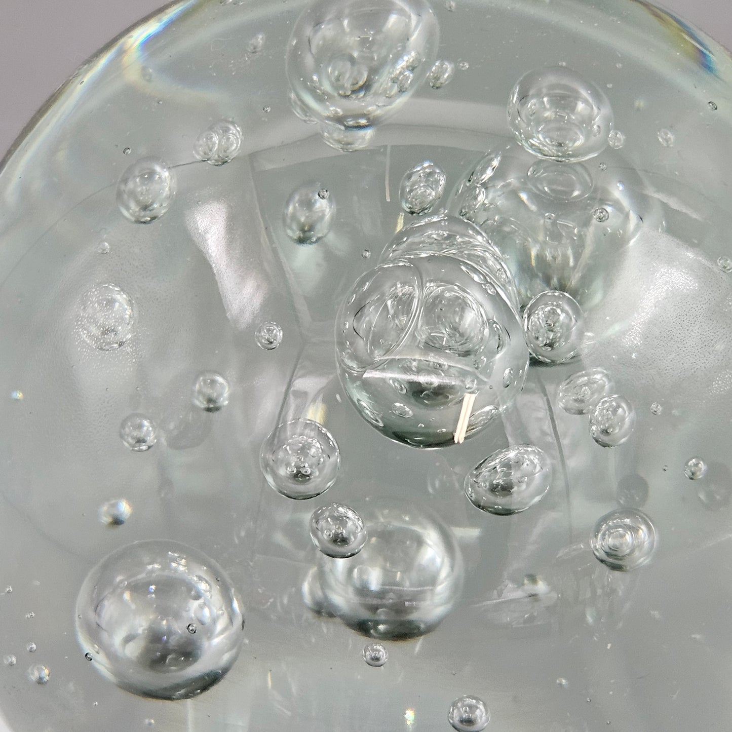 Large Crystal Paperweight with Random Bubbles