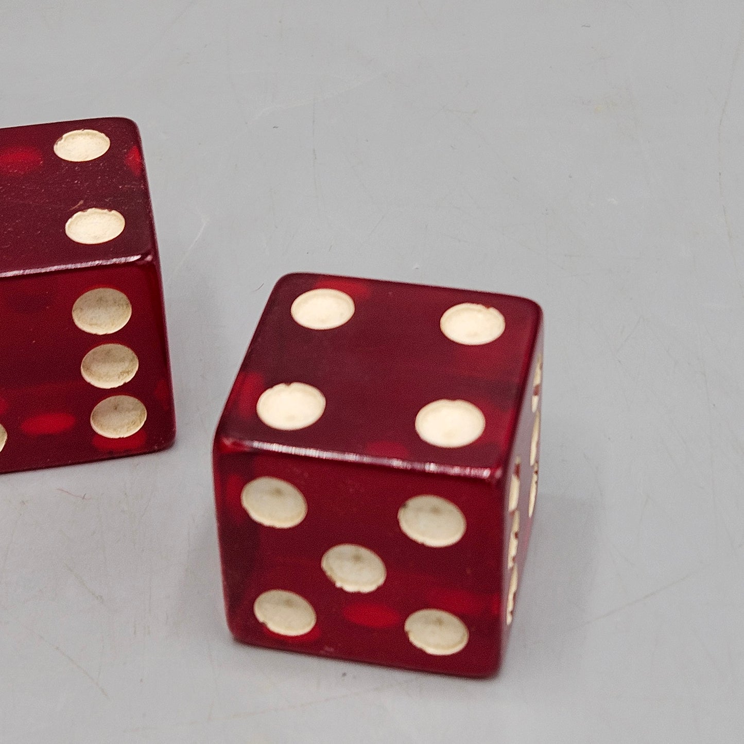 Pair Large Cherry Bakelite 1.5" Dice