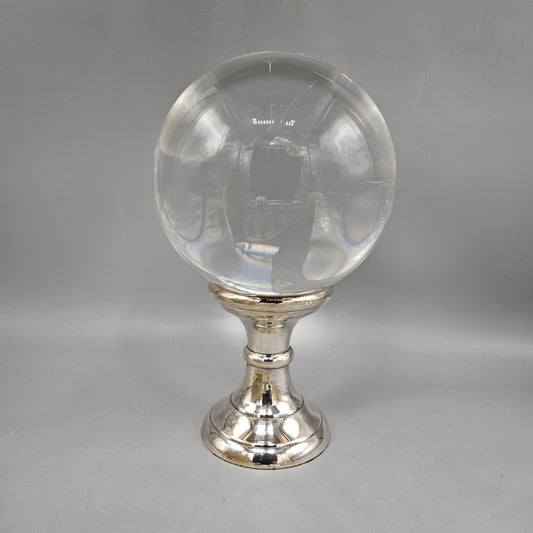 Crystal Sphere on Silvered Metal Stand