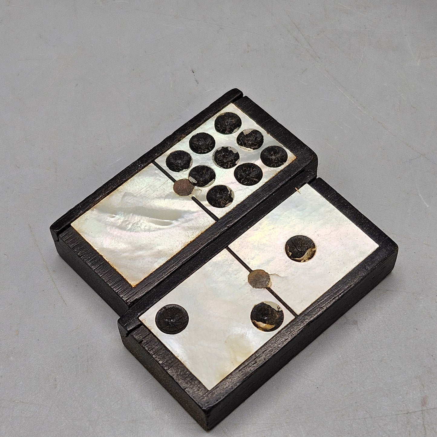 Antique Ebony & Mother of Pearl Double Nines Dominoes