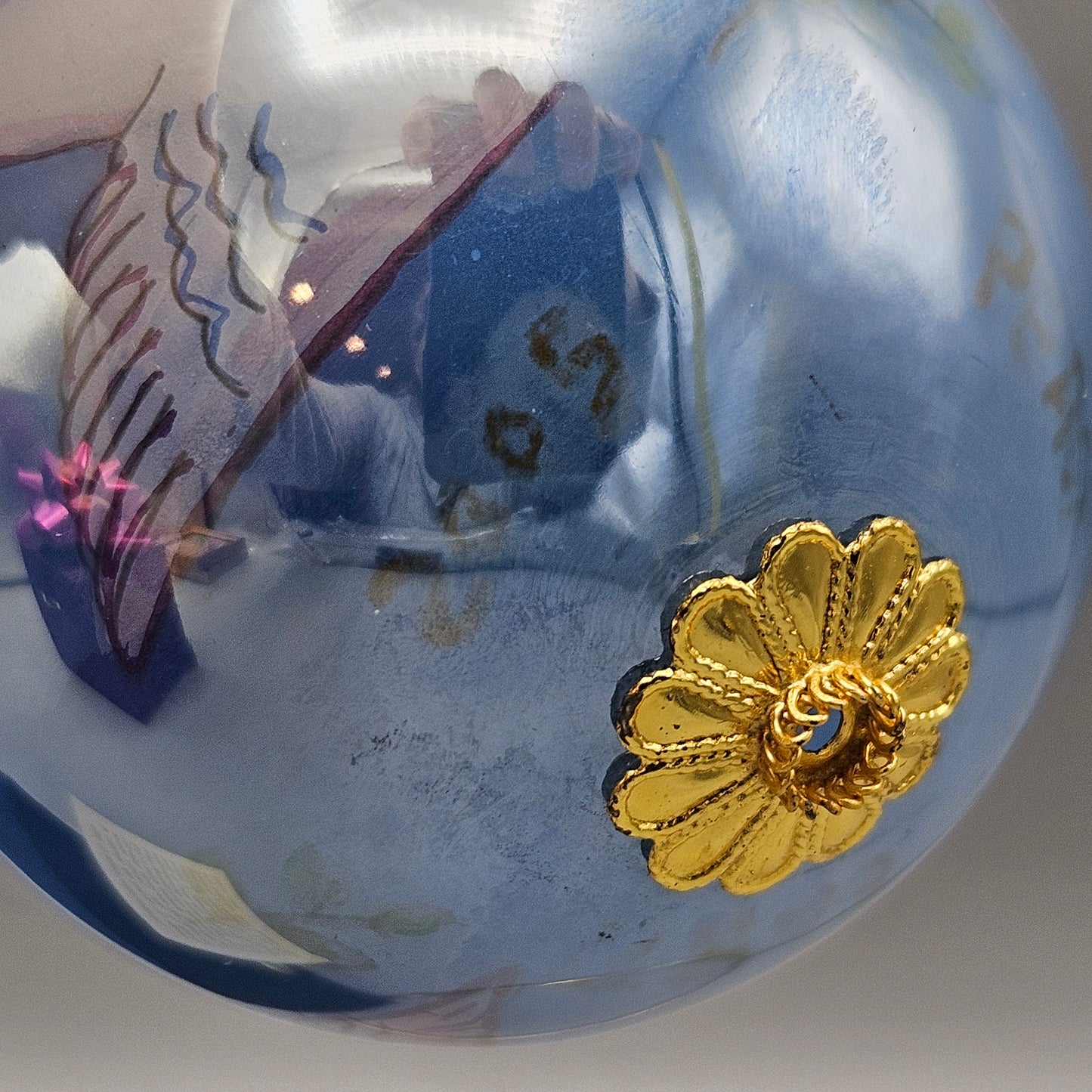 "Li Bien" Reverse Painted Glass Christmas Ornament