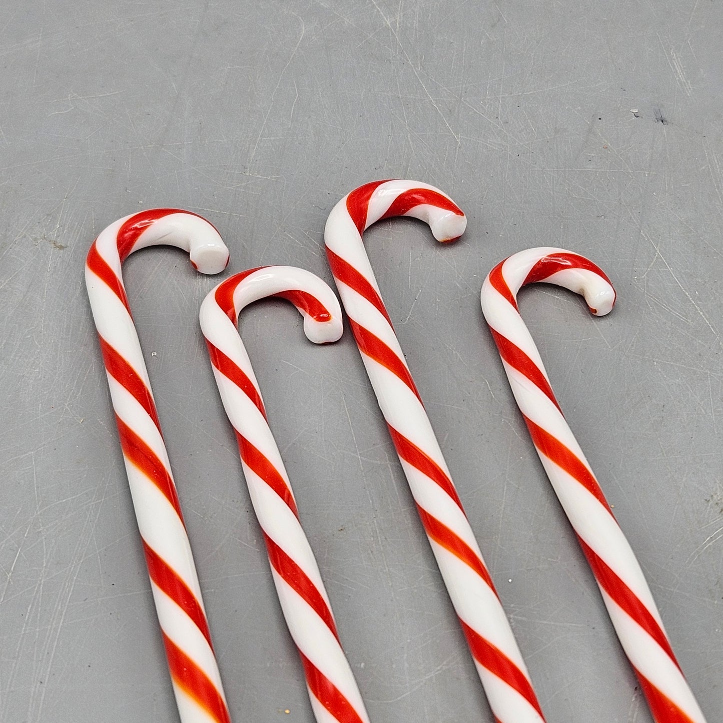 Glass Candy Cane Swizzle Sticks - Set of Four