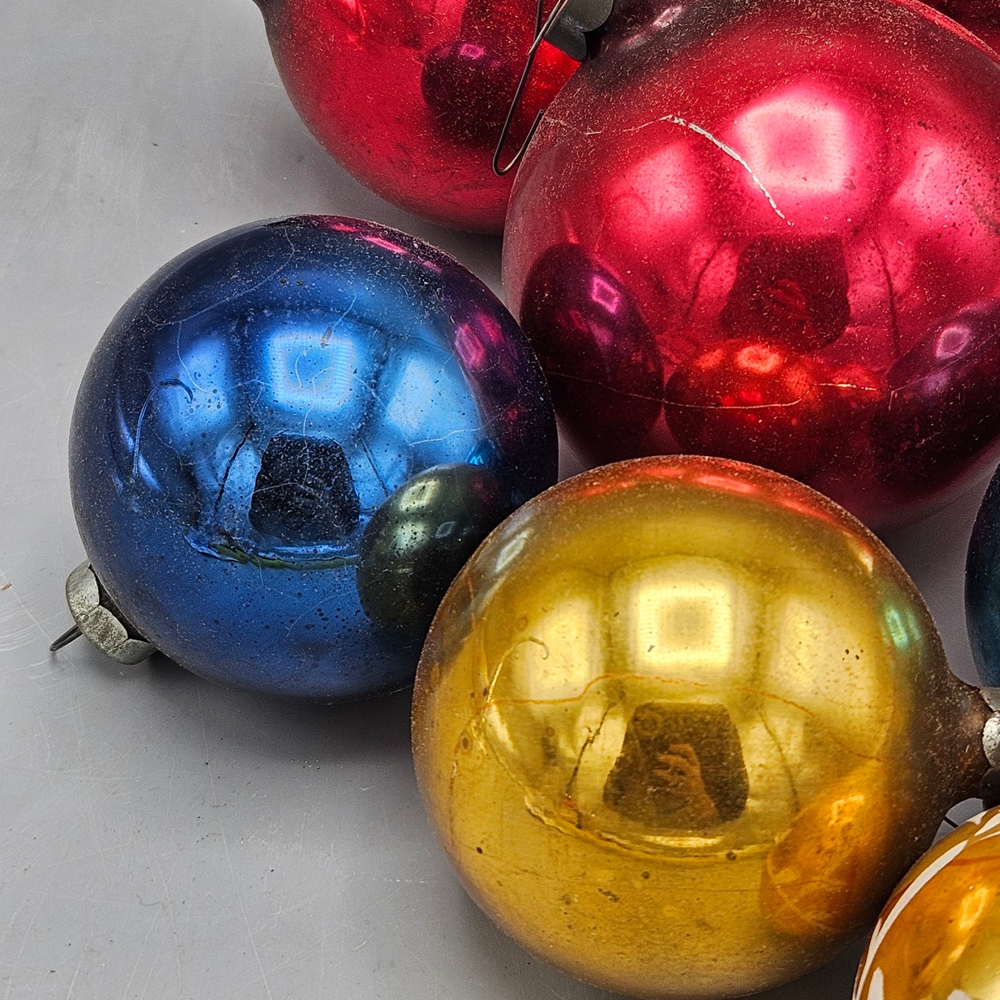 Set of 8 Vintage Glass Ball Christmas Ornaments