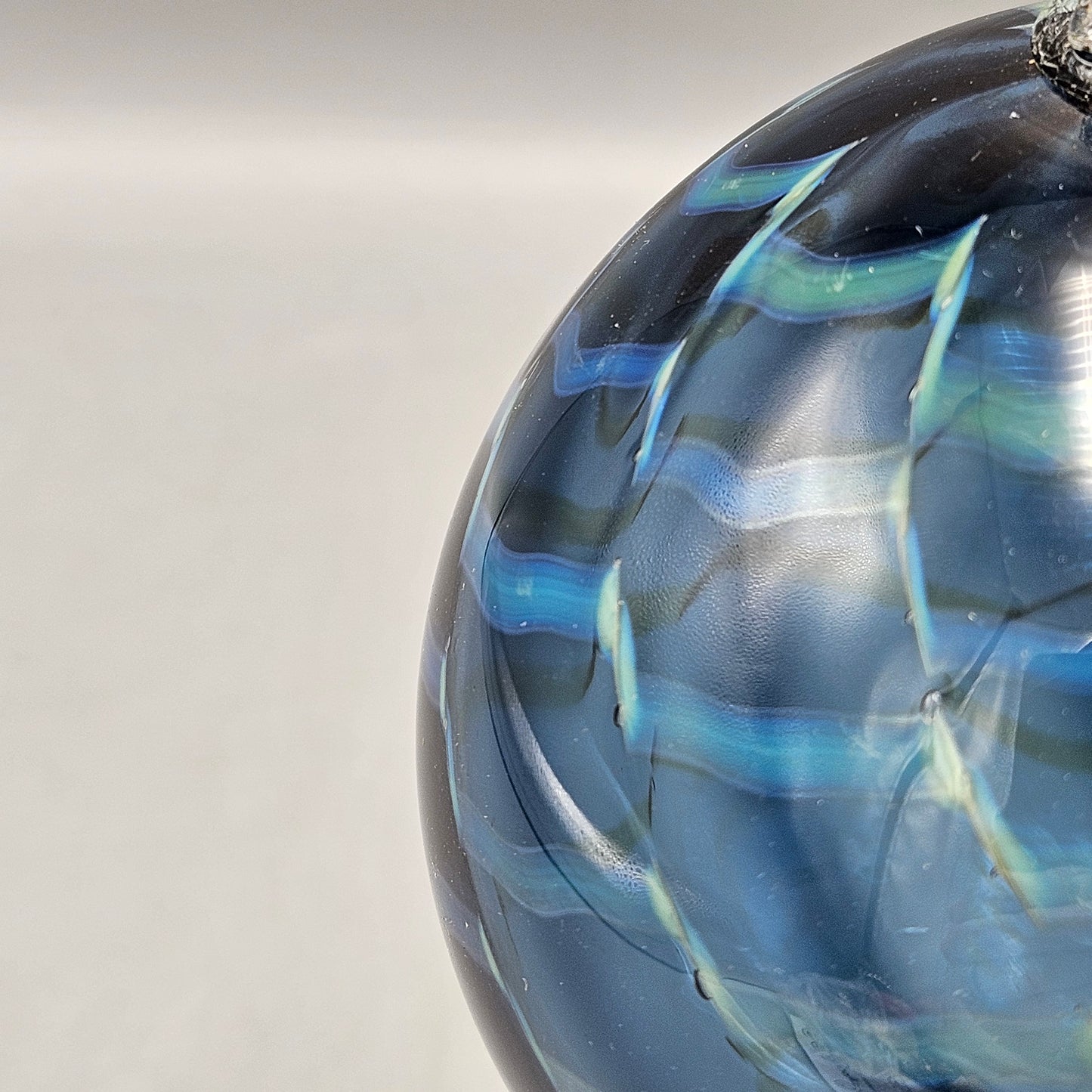 Blue Feathered Glass Ornament