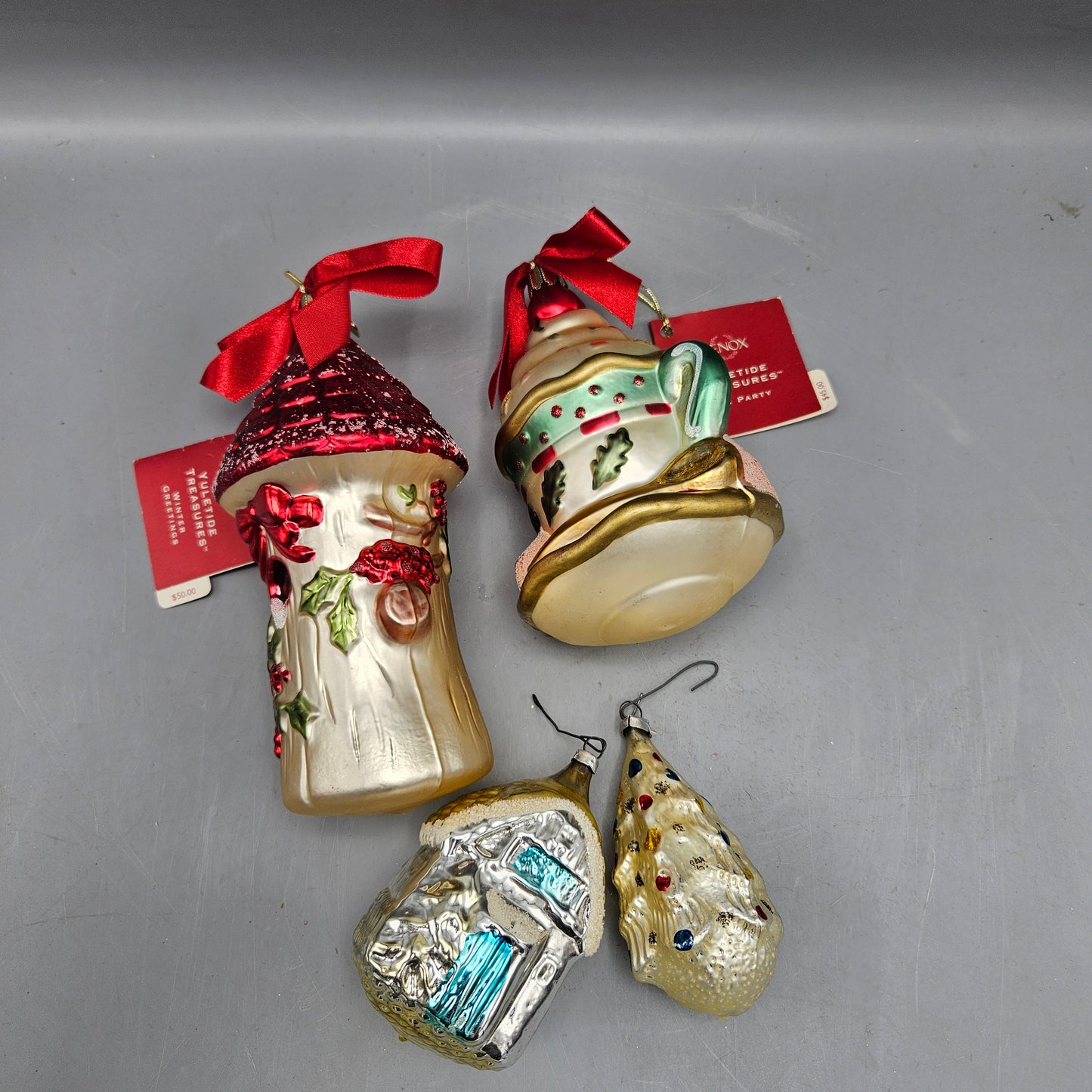 Lot of 4 Vintage Glass Christmas Ornaments