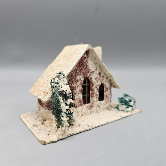 Vintage Christmas Village House Putz Cardboard Mica