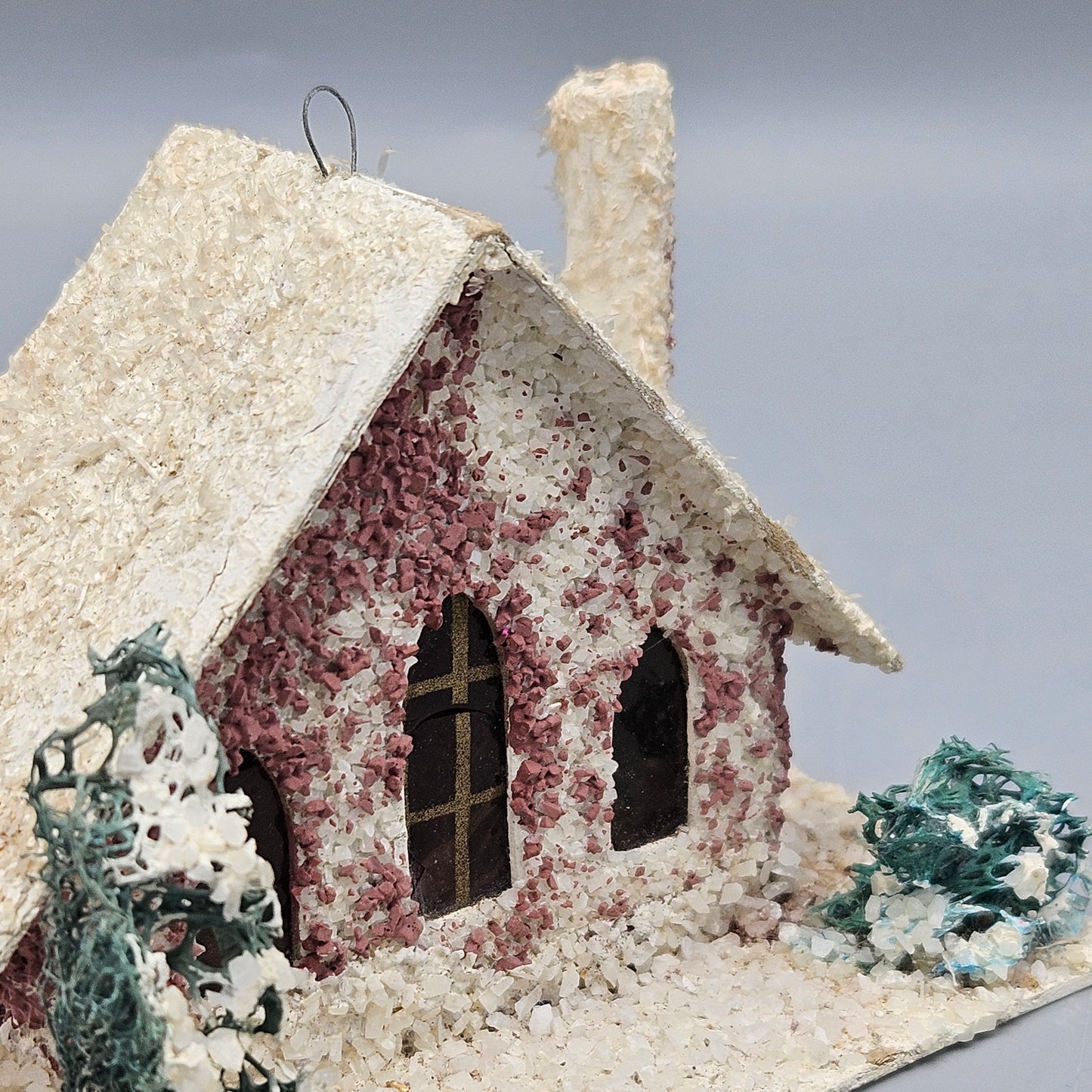 Vintage Christmas Village House Putz Cardboard Mica