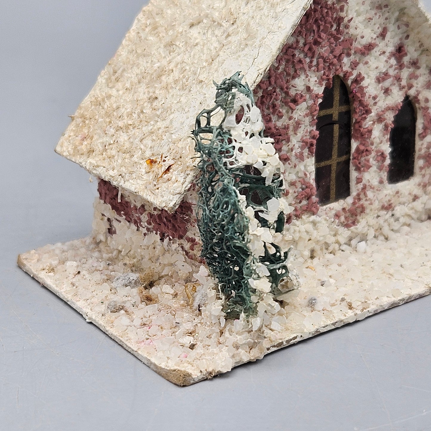 Vintage Christmas Village House Putz Cardboard Mica