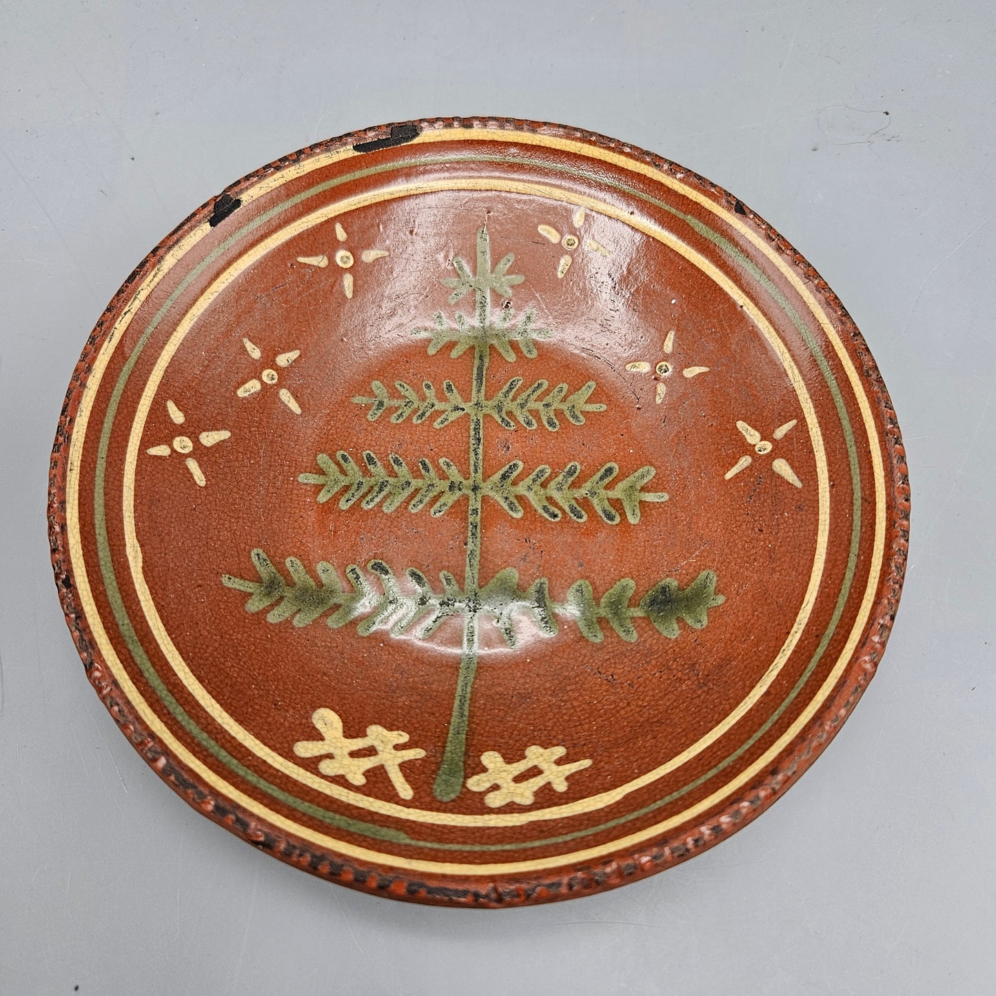 Wisconsin Pottery Redware Huntley Christmas Evergreen Tree Plate 1998