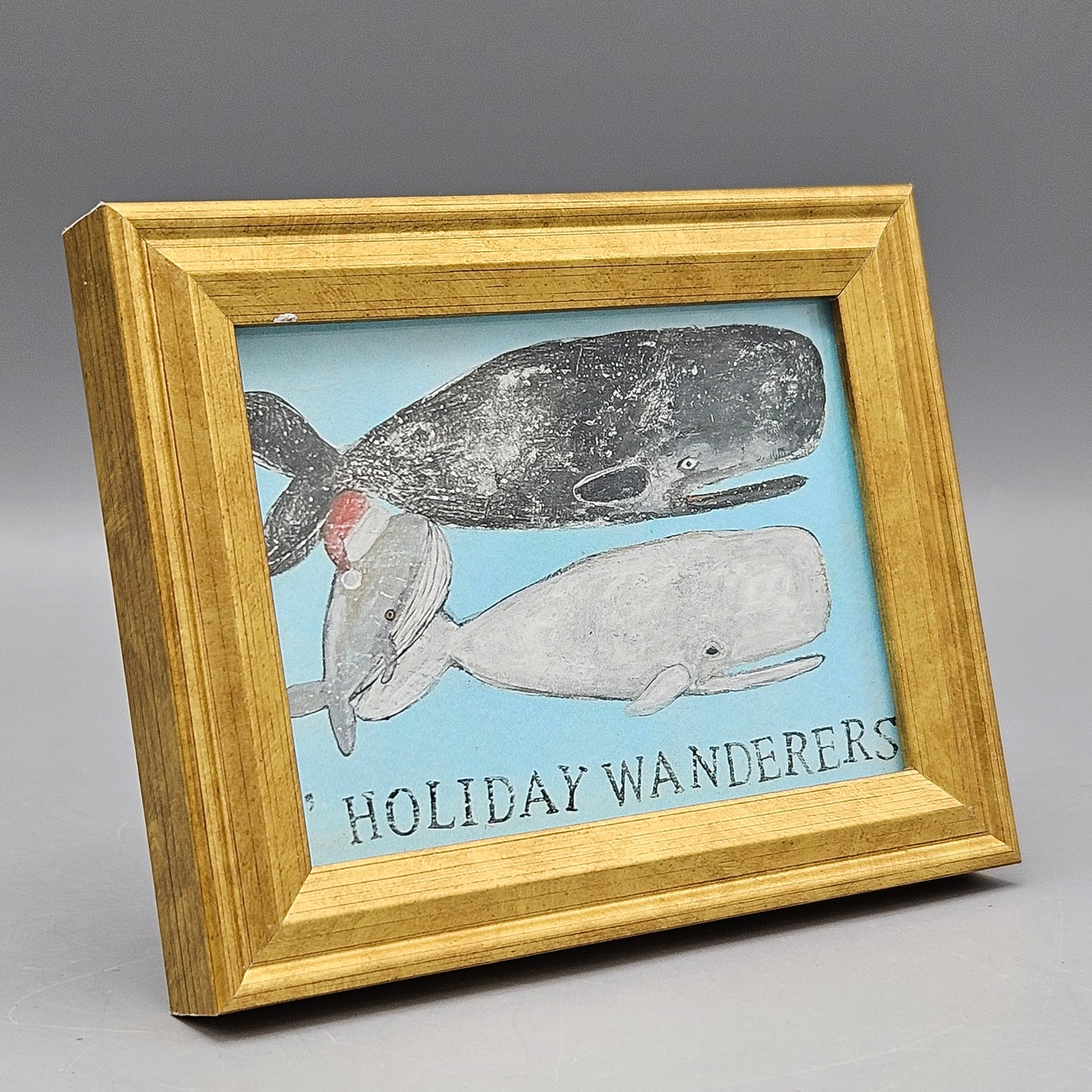 Miniature New England Folk Art Giclée Artwork of Whales