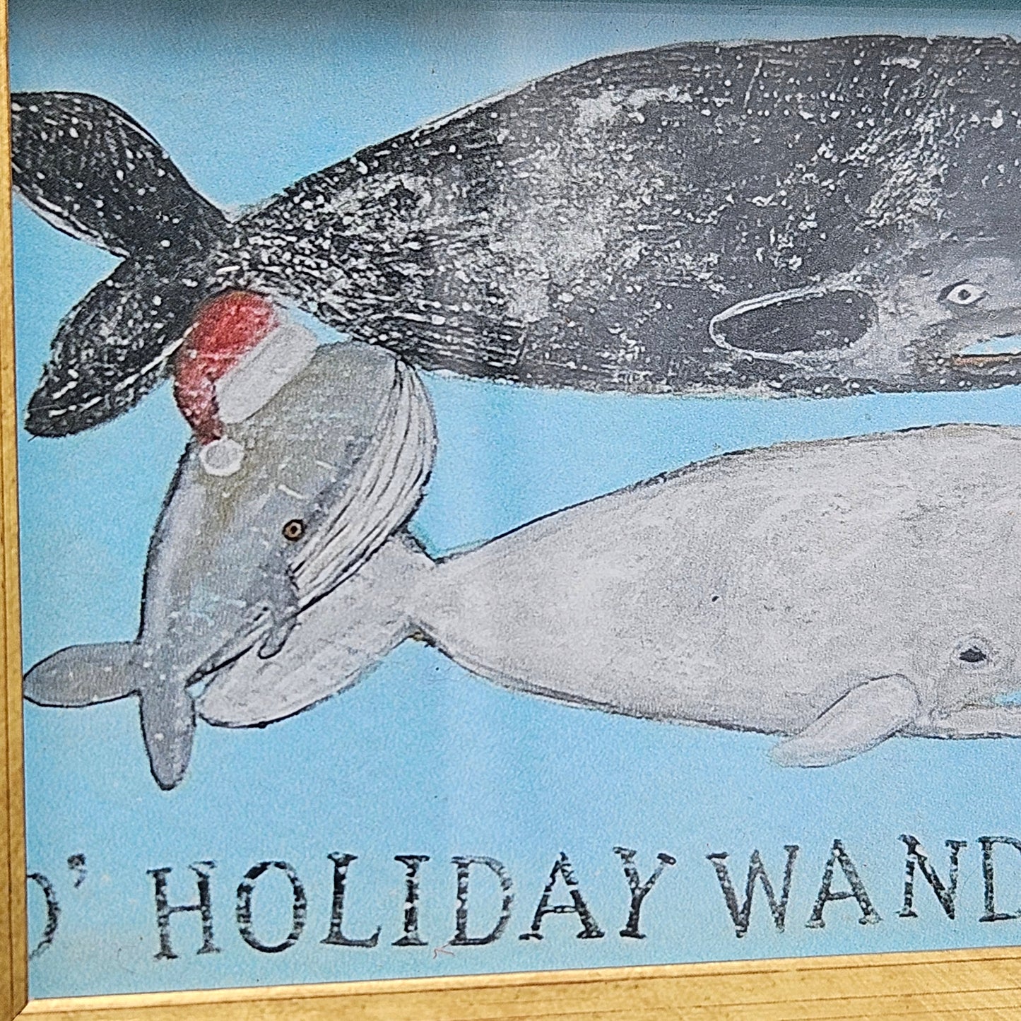 Miniature New England Folk Art Giclée Artwork of Whales