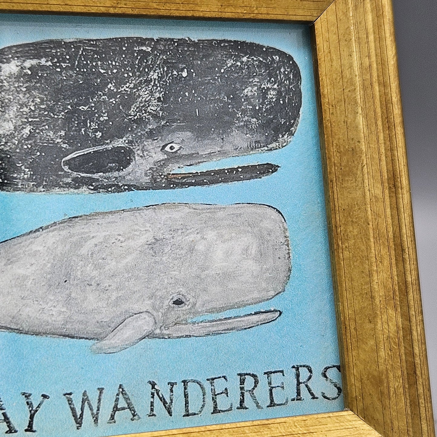 Miniature New England Folk Art Giclée Artwork of Whales