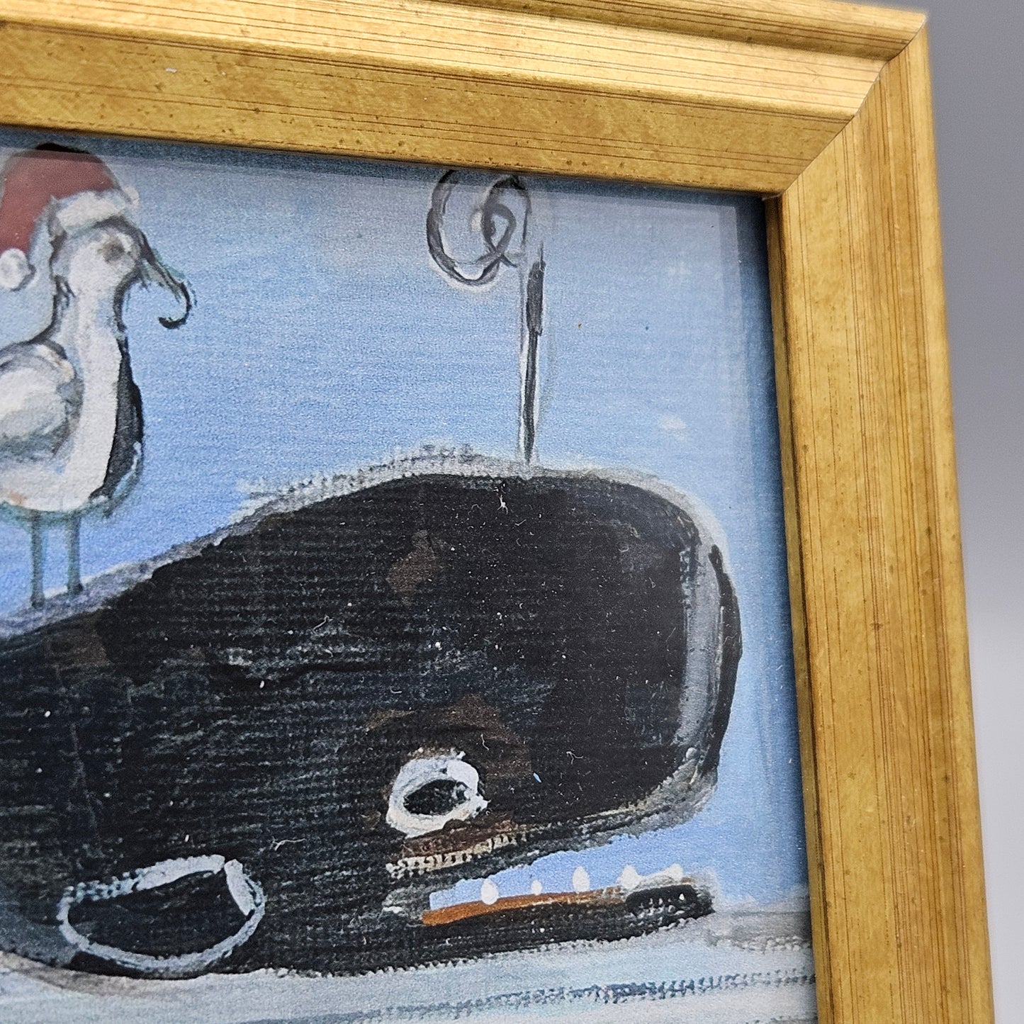 Miniature New England Folk Art Giclée Artwork of Whale & Seagull