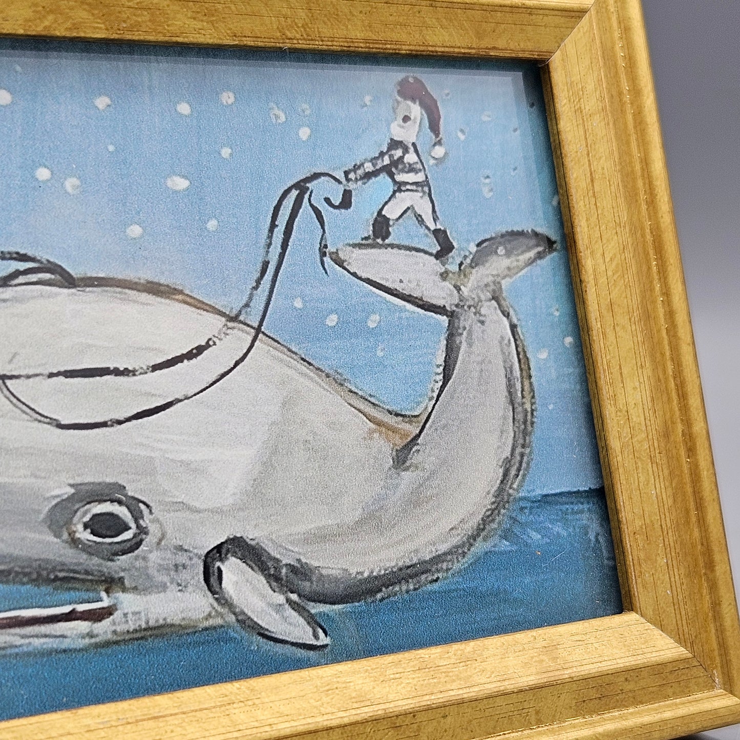 Miniature New England Folk Art Giclée Artwork of Whale