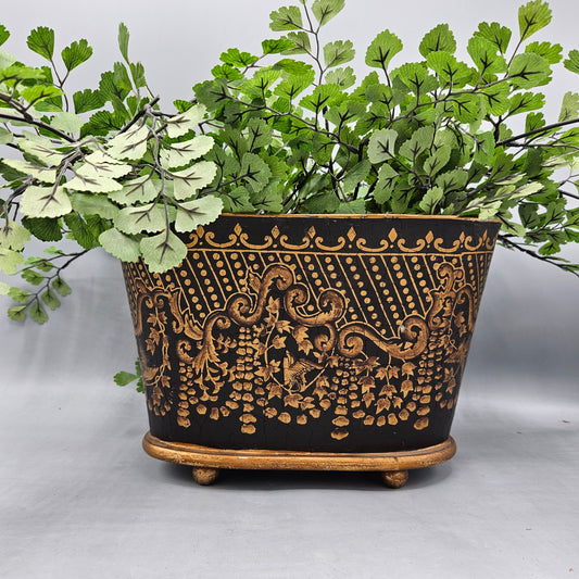 Black and Gold Toleware Planter