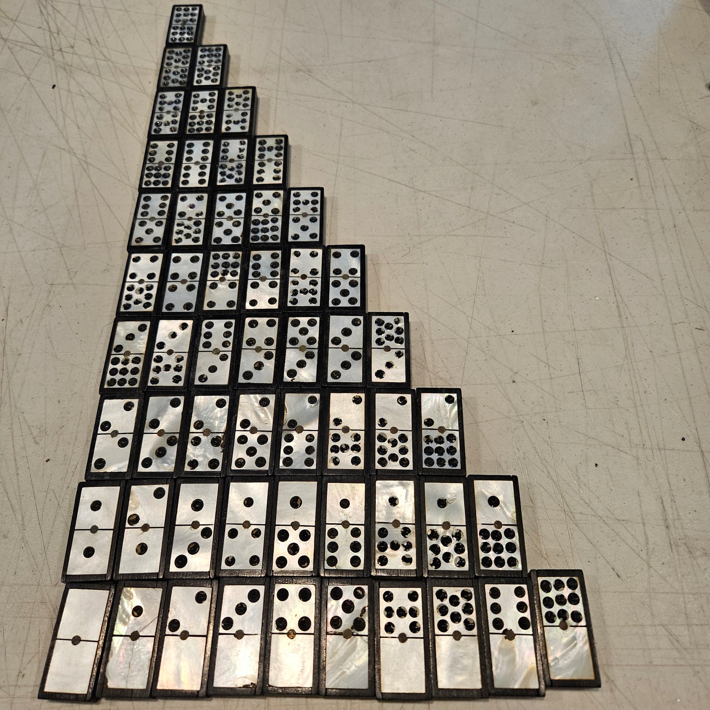 Antique Ebony & Mother of Pearl Double Nines Dominoes