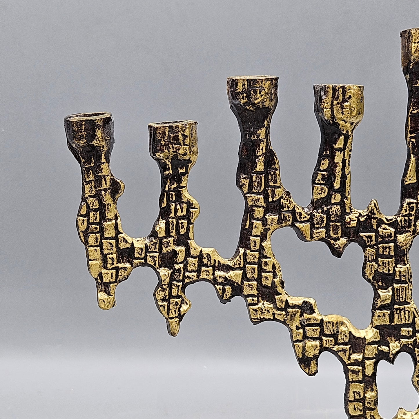 Vintage Brass Brutalist Menorah