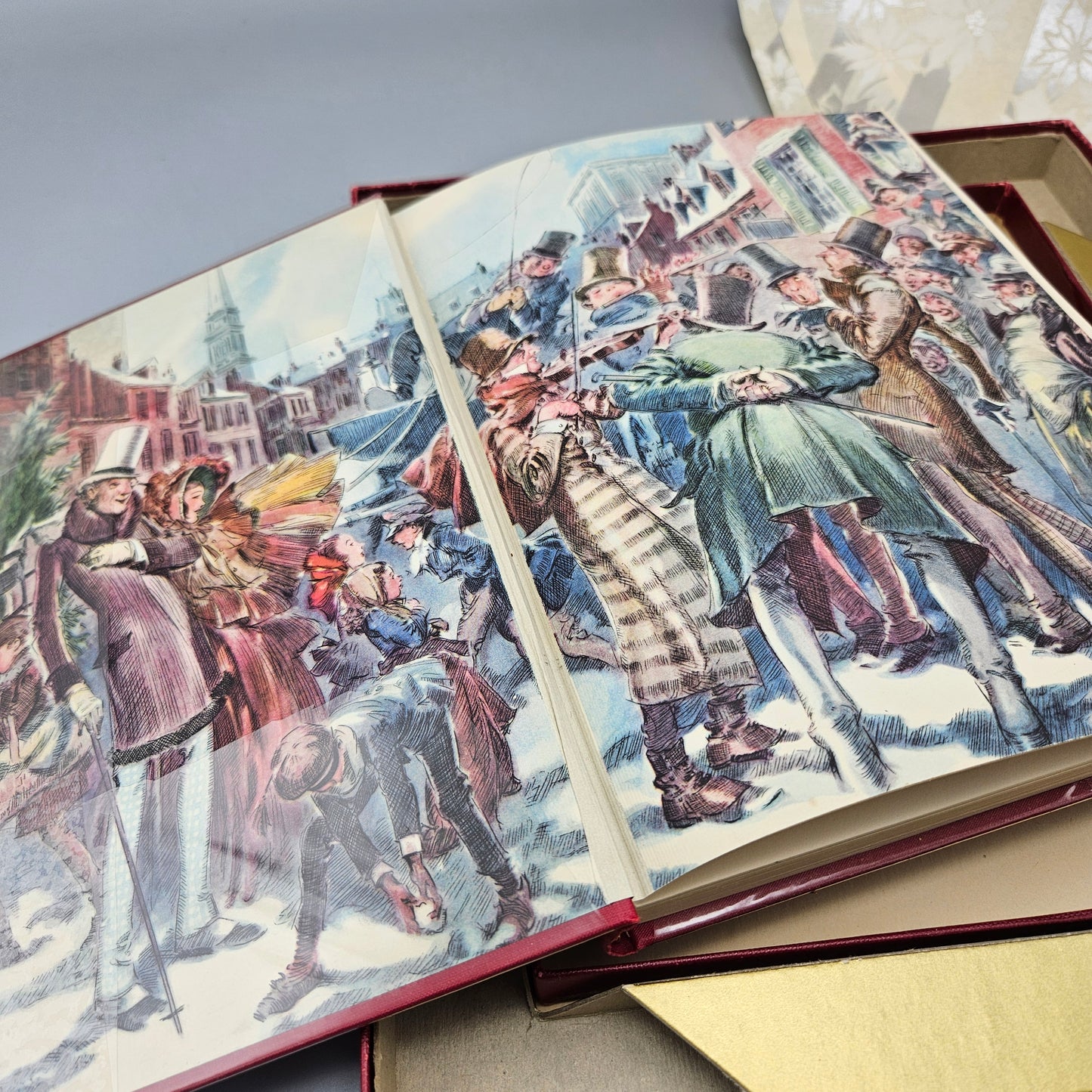 Book: 1938 A Christmas Carol Book Illustrated by Everett Shinn with Art in Box