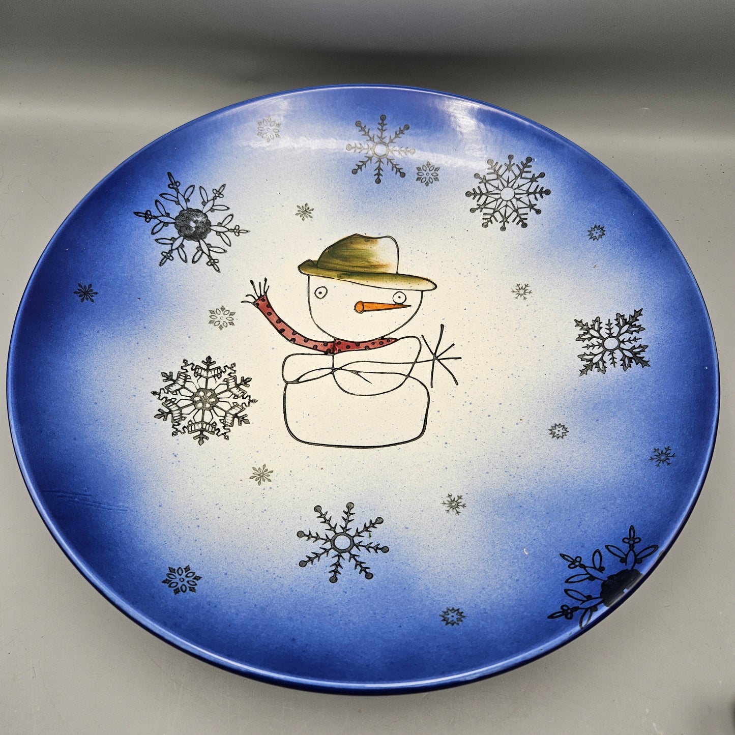 Beaver Farm Pottery Snowman Round Platter