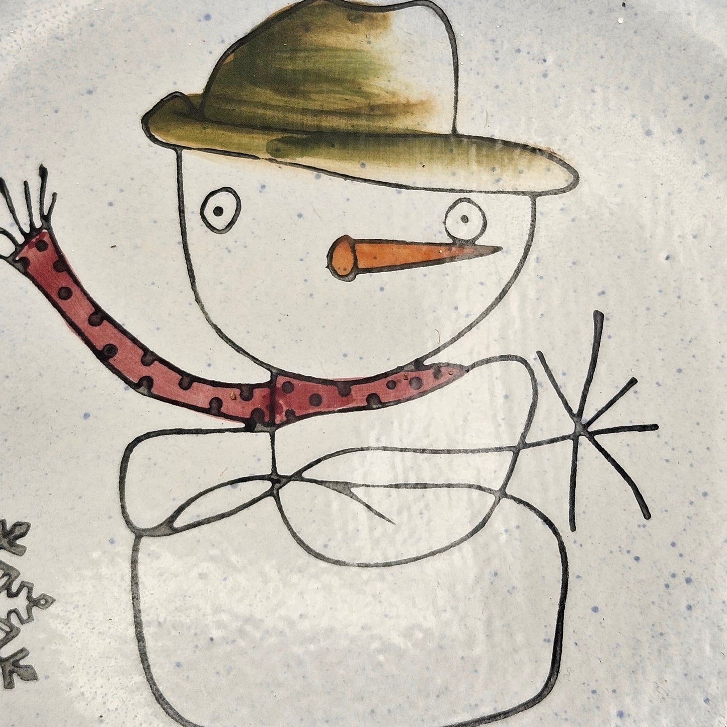 Beaver Farm Pottery Snowman Round Platter